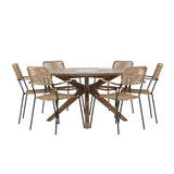 Rosario Jídelní stůl - Teak Ø140 +Lindos - Křeslo - Black Alu / Latte Latte _6