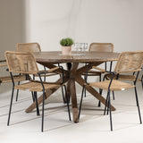 Rosario Jídelní stůl - Teak Ø140 +Lindos - Křeslo - Black Alu / Latte Latte _6