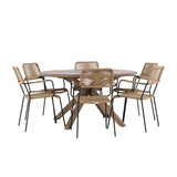 Rosario Jídelní stůl - Teak Ø140 +Lindos - Křeslo - Black Alu / Latte Latte _6