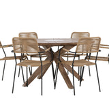 Rosario Jídelní stůl - Teak Ø140 +Lindos - Křeslo - Black Alu / Latte Latte _6