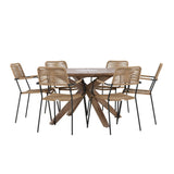 Rosario Jídelní stůl - Teak Ø140 +Lindos - Křeslo - Black Alu / Latte Latte _6