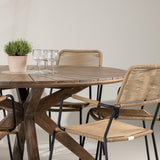 Rosario Jídelní stůl - Teak Ø140 +Lindos - Křeslo - Black Alu / Latte Latte _6