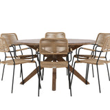 Rosario Jídelní stůl - Teak Ø140 +Lindos - Křeslo - Black Alu / Latte Latte _6