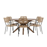 Rosario Jídelní stůl - Teak Ø140 +Lindos - Křeslo - Black Alu / Latte Latte _6