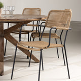 Rosario Jídelní stůl - Teak Ø140 +Lindos - Křeslo - Black Alu / Latte Latte _6