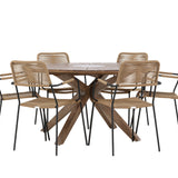 Rosario Jídelní stůl - Teak Ø140 +Lindos - Křeslo - Black Alu / Latte Latte _6