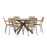 Rosario Jídelní stůl - Teak Ø140 +Lindos - Křeslo - Black Alu / Latte Latte _6