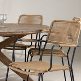Rosario Jídelní stůl - Teak Ø140 +Lindos - Křeslo - Black Alu / Latte Latte _6