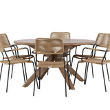 Rosario Jídelní stůl - Teak Ø140 +Lindos - Křeslo - Black Alu / Latte Latte _6