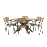 Rosario Jídelní stůl - Teak Ø140 +Lindos - Křeslo - Black Alu / Latte Latte _6