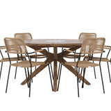 Rosario Jídelní stůl - Teak Ø140 +Lindos - Křeslo - Black Alu / Latte Latte _6