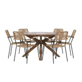 Rosario Jídelní stůl - Teak Ø140 +Lindos - Křeslo - Black Alu / Latte Latte _6