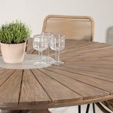 Rosario Jídelní stůl - Teak Ø140 +Lindos - Křeslo - Black Alu / Latte Latte _6