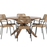 Rosario Jídelní stůl - Teak Ø140 +Lindos - Křeslo - Black Alu / Latte Latte _6