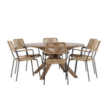 Rosario Jídelní stůl - Teak Ø140 +Lindos - Křeslo - Black Alu / Latte Latte _6