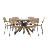 Rosario Jídelní stůl - Teak Ø140 +Lindos - Křeslo - Black Alu / Latte Latte _6