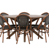 Rosario Jídelní stůl- Teak Ø140 +Guarda Caféchair 2-balení - Hnědá/Černá _6