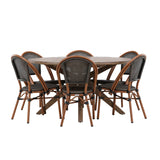 Rosario Jídelní stůl- Teak Ø140 +Guarda Caféchair 2-balení - Hnědá/Černá _6