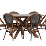 Rosario Jídelní stůl- Teak Ø140 +Guarda Caféchair 2-balení - Hnědá/Černá _6