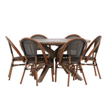 Rosario Jídelní stůl- Teak Ø140 +Guarda Caféchair 2-balení - Hnědá/Černá _6