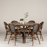 Rosario Jídelní stůl- Teak Ø140 +Guarda Caféchair 2-balení - Hnědá/Černá _6
