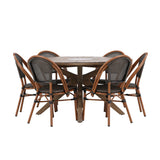 Rosario Jídelní stůl- Teak Ø140 +Guarda Caféchair 2-balení - Hnědá/Černá _6