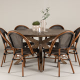 Rosario Jídelní stůl- Teak Ø140 +Guarda Caféchair 2-balení - Hnědá/Černá _6