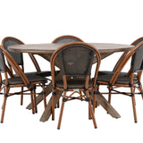 Rosario Jídelní stůl- Teak Ø140 +Guarda Caféchair 2-balení - Hnědá/Černá _6