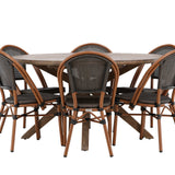 Rosario Jídelní stůl- Teak Ø140 +Guarda Caféchair 2-balení - Hnědá/Černá _6