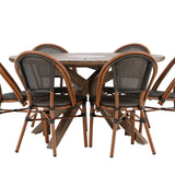 Rosario Jídelní stůl- Teak Ø140 +Guarda Caféchair 2-balení - Hnědá/Černá _6