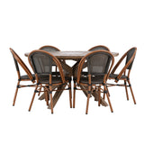 Rosario Jídelní stůl- Teak Ø140 +Guarda Caféchair 2-balení - Hnědá/Černá _6