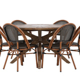 Rosario Jídelní stůl- Teak Ø140 +Guarda Caféchair 2-balení - Hnědá/Černá _6
