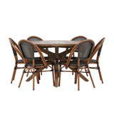 Rosario Jídelní stůl- Teak Ø140 +Guarda Caféchair 2-balení - Hnědá/Černá _6