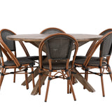 Rosario Jídelní stůl- Teak Ø140 +Guarda Caféchair 2-balení - Hnědá/Černá _6