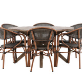 Rosario Jídelní stůl- Teak Ø140 + Vila Real Caféchair 2-balení - Hnědá/Černá _6