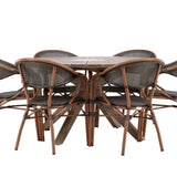 Rosario Jídelní stůl- Teak Ø140 + Vila Real Caféchair 2-balení - Hnědá/Černá _6