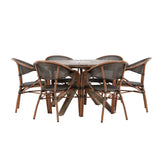 Rosario Jídelní stůl- Teak Ø140 + Vila Real Caféchair 2-balení - Hnědá/Černá _6