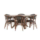 Rosario Jídelní stůl- Teak Ø140 + Vila Real Caféchair 2-balení - Hnědá/Černá _6