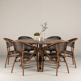 Rosario Jídelní stůl- Teak Ø140 + Vila Real Caféchair 2-balení - Hnědá/Černá _6