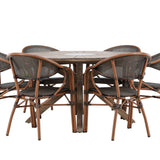 Rosario Jídelní stůl- Teak Ø140 + Vila Real Caféchair 2-balení - Hnědá/Černá _6