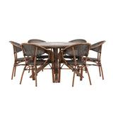 Rosario Jídelní stůl- Teak Ø140 + Vila Real Caféchair 2-balení - Hnědá/Černá _6