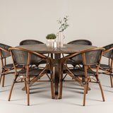 Rosario Jídelní stůl- Teak Ø140 + Vila Real Caféchair 2-balení - Hnědá/Černá _6