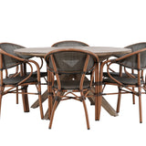 Rosario Jídelní stůl- Teak Ø140 + Vila Real Caféchair 2-balení - Hnědá/Černá _6