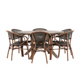 Rosario Jídelní stůl- Teak Ø140 + Vila Real Caféchair 2-balení - Hnědá/Černá _6