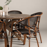 Rosario Jídelní stůl- Teak Ø140 + Vila Real Caféchair 2-balení - Hnědá/Černá _6