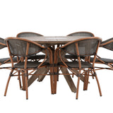 Rosario Jídelní stůl- Teak Ø140 + Vila Real Caféchair 2-balení - Hnědá/Černá _6