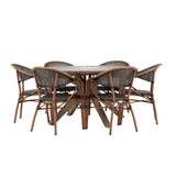 Rosario Jídelní stůl- Teak Ø140 + Vila Real Caféchair 2-balení - Hnědá/Černá _6