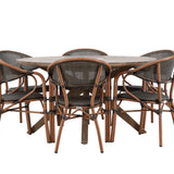 Rosario Jídelní stůl- Teak Ø140 + Vila Real Caféchair 2-balení - Hnědá/Černá _6