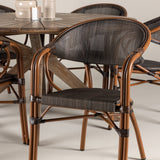 Rosario Jídelní stůl- Teak Ø140 + Vila Real Caféchair 2-balení - Hnědá/Černá _6