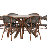 Rosario Jídelní stůl- Teak Ø140 + Vila Real Caféchair 2-balení - Hnědá/Černá _6